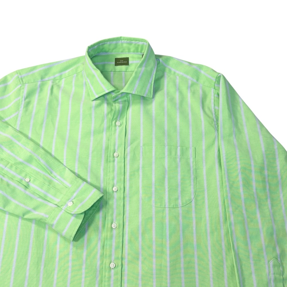 Sid Mashburn Oxford Button up Shirt Men's xl green gray striped